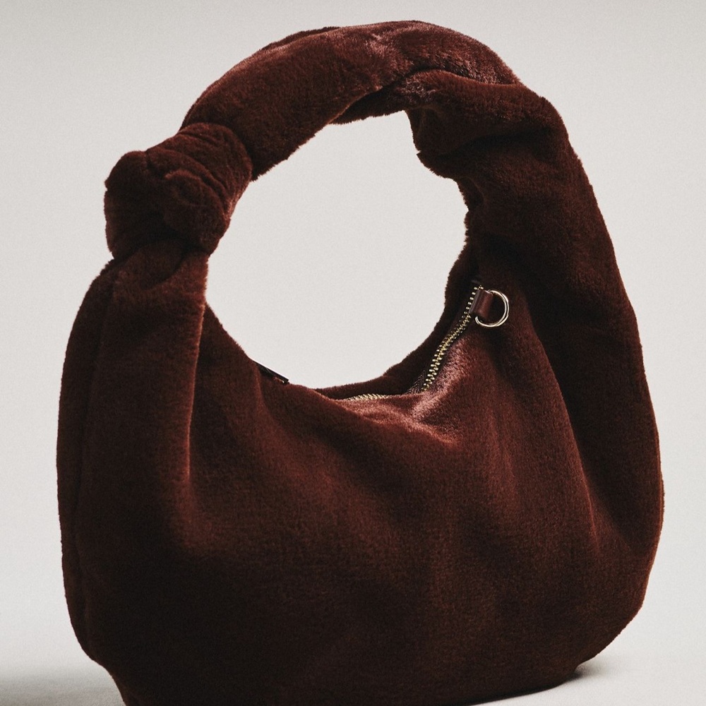 Anthropologie Faux Fur Shoulder Bag Chocolate